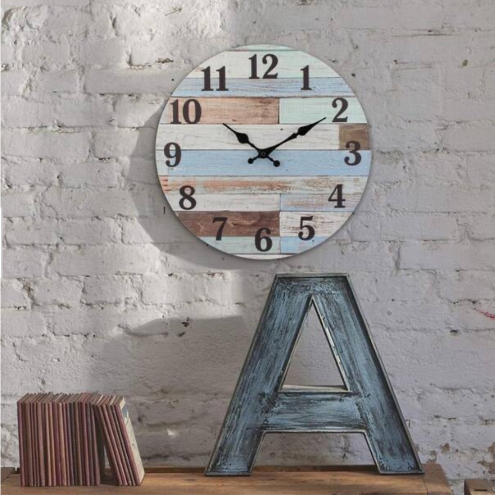 Blue & White Wall Clock  14” x14” NEW!
